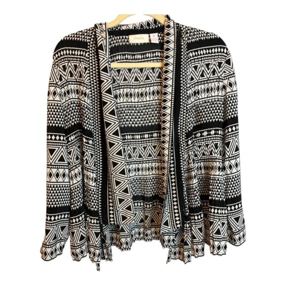 Chico's Jacket  Women's Size Small Pleated lightweight Black White Chicos‎ 0 - Picture 1 of 3
